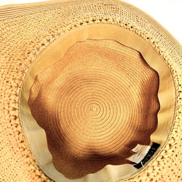 J. Crew Hat Tan Straw Wide Brim Floppy Textured Beach Summer Sun  One Size - Picture 10 of 14
